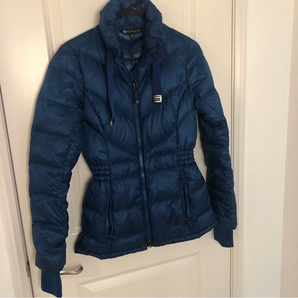 Athleta EUC Banner Peak Down Coat in peacock blue puffer jacket Fitted Sz XXS - Picture 4 of 16